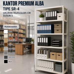 RAK ARSIP BESI KANTOR PREMIUM ALBA TIPE SR-4 SUSUN 5, UKURAN 95x43,5x185 CM | RAJARAKBESI.ID - RAJA RAK INDONESIA
